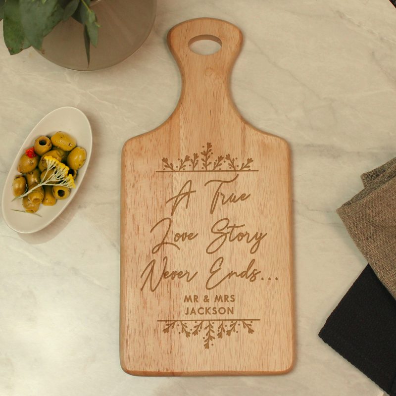 Personalised 'True Love Story' Wooden Paddle Board