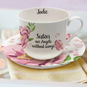 Personalised Floral Sentiments Cup & Saucer