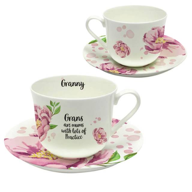 Personalised Floral Sentiments Cup & Saucer