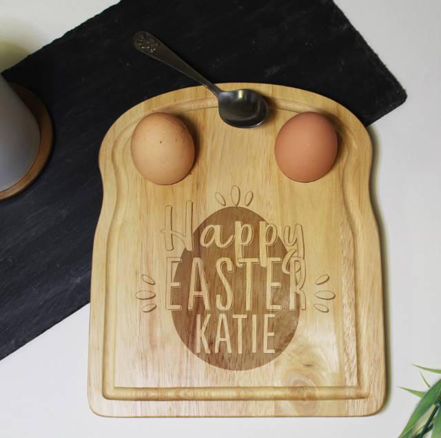 Personalised 'Happy Easter' Egg and Soldiers Board