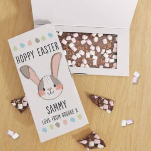 Personalised Hoppy Easter Milk Chocolate Card
