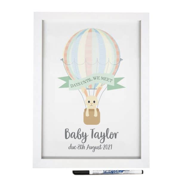 Personalised A4 Framed Baby Countdown & Dry Wipe Pen