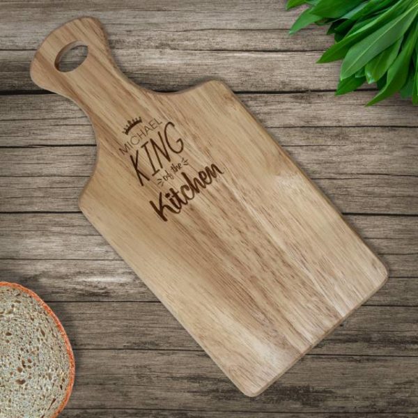 Personalised 'King of the Kitchen' Paddle Chopping Board