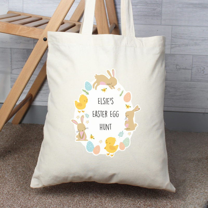 Personalised 'Easter Bunny & Chick' Cotton Tote Bag