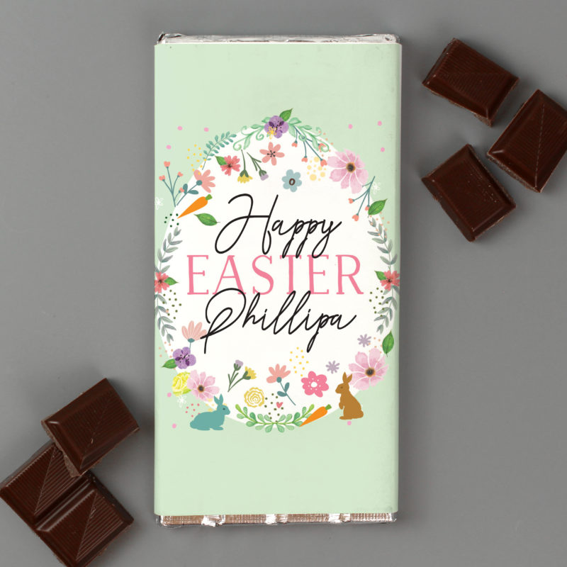Personalised 'Happy Easter' Springtime Milk Chocolate Bar