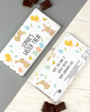 Personalised Easter Bunny & Chick Milk Chocolate Bar