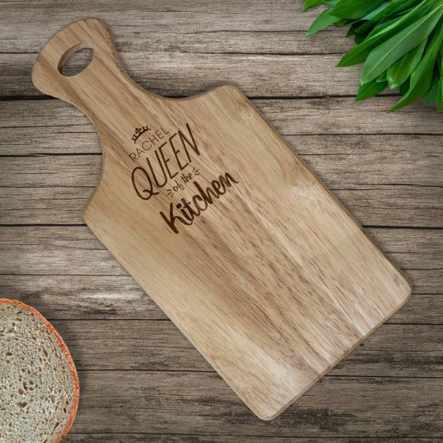 Personalised 'Queen of the Kitchen' Paddle Chopping Board