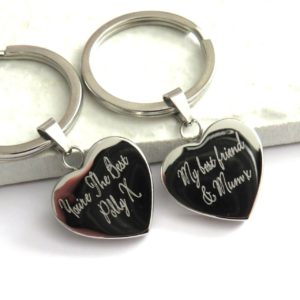 Personalised Script Engraved Heart Keyring