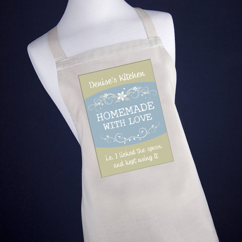 Personalised Homemade With Love Apron - Olive Green