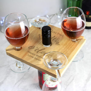 Personalised Wine O'clock Four Wine Glass & Bottle Butler Gift