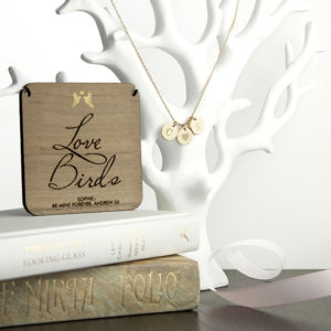 Personalised Love Birds Necklace & Wooden Keepsake Jewellery Gift