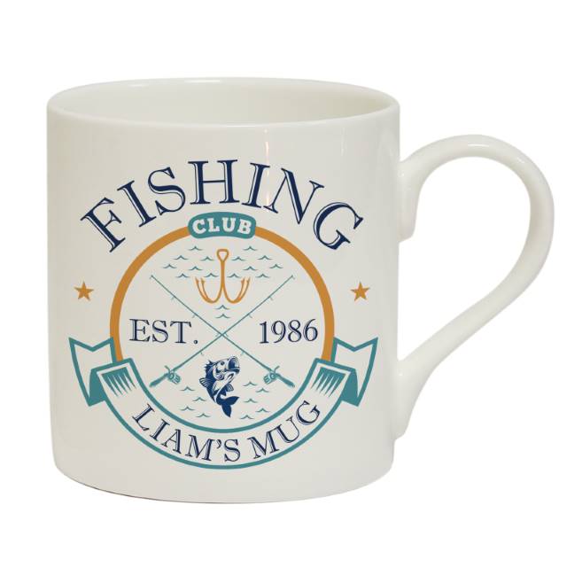 Personalised 'Fishing Club' Chunky Bone China Mug