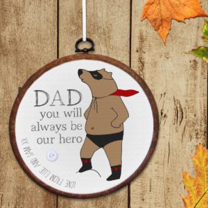 Personalised 'Superbear' Embroidery Hoop Print