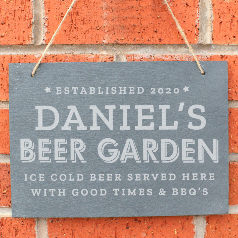 Personalised 'Beer Garden' Large Hanging Slate Sign