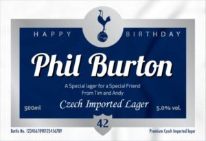 Personalised Spurs Lager with Birthday Label