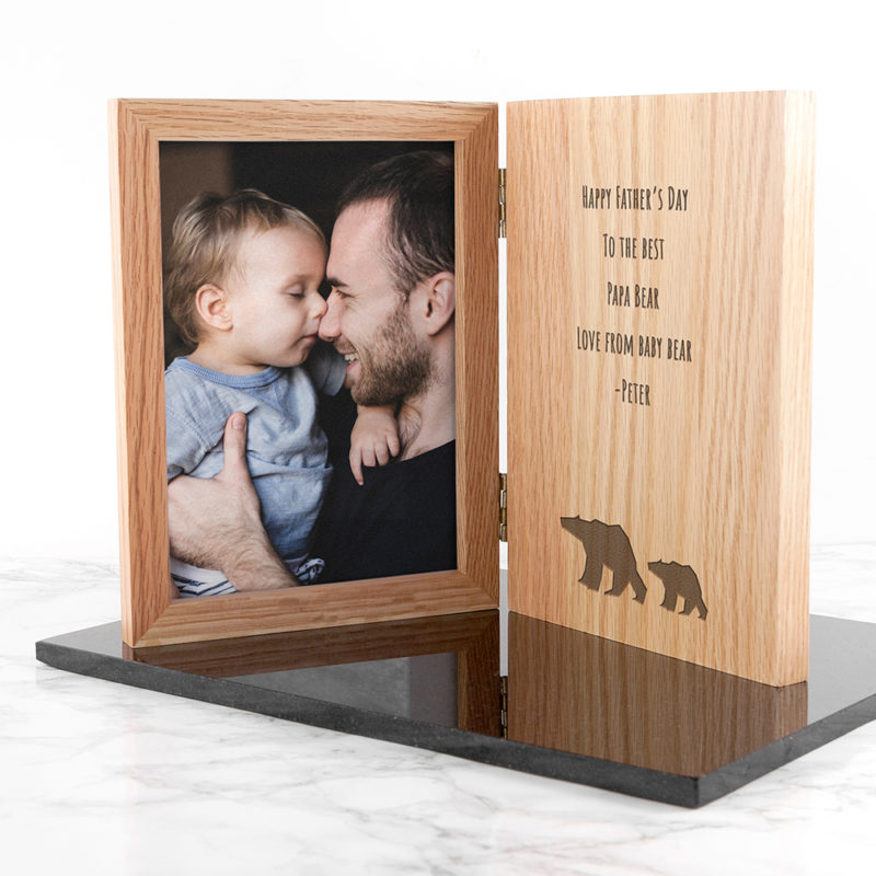 Personalised Father's Day 'Papa Bear' Book Oak Photo Frame