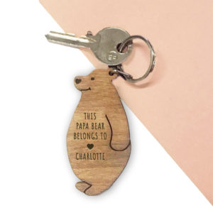 Personalised 'This Papa Bear Belongs To' Wooden Keyring