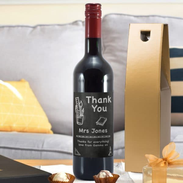 Personalised Thank You 'Chalkboard Themed' Red Wine
