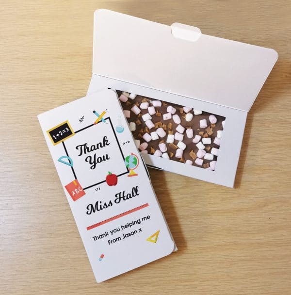 Personalised Thank You Teacher Milk Chocolate Card