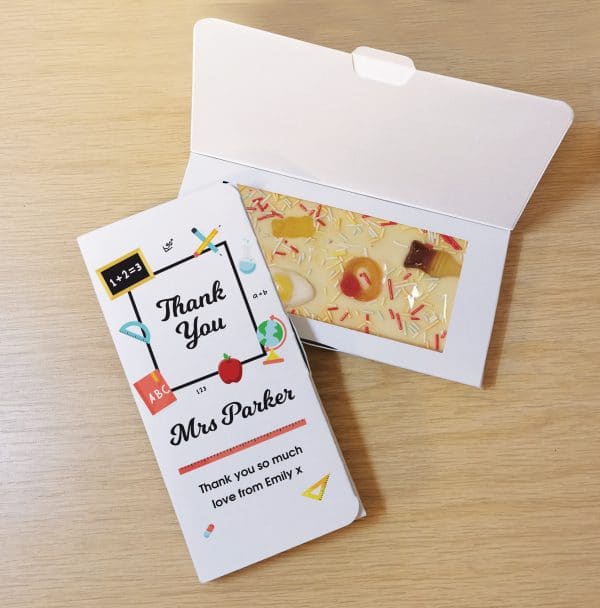 Personalised Thank You Teacher White Chocolate Card