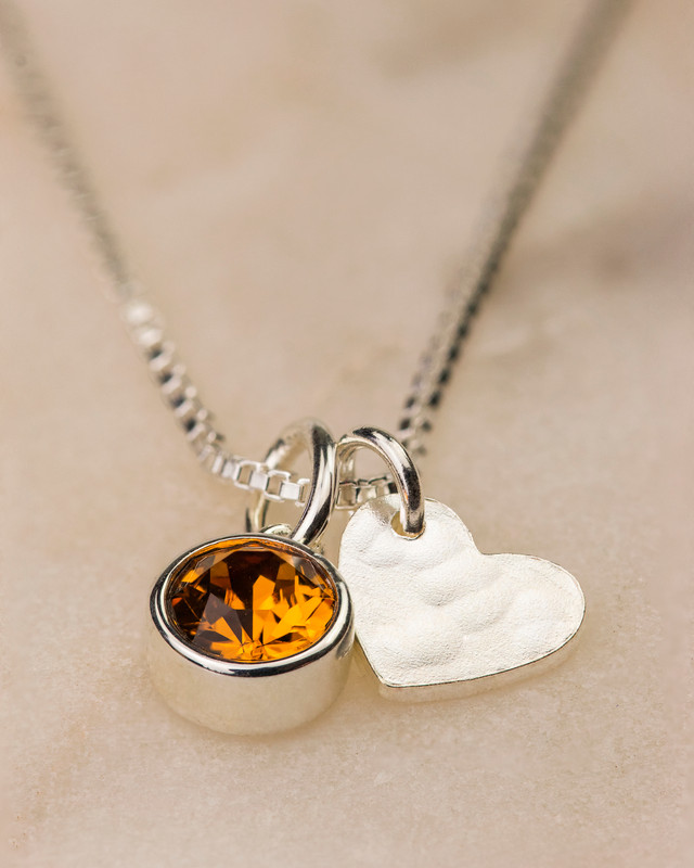 Sterling Silver Birthstone Heart Necklace Sterling Silver Birthstone Heart Necklace