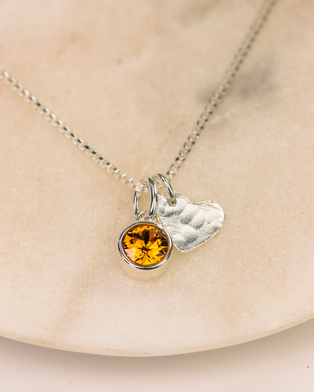 Sterling Silver Birthstone Heart Necklace Sterling Silver Birthstone Heart Necklace