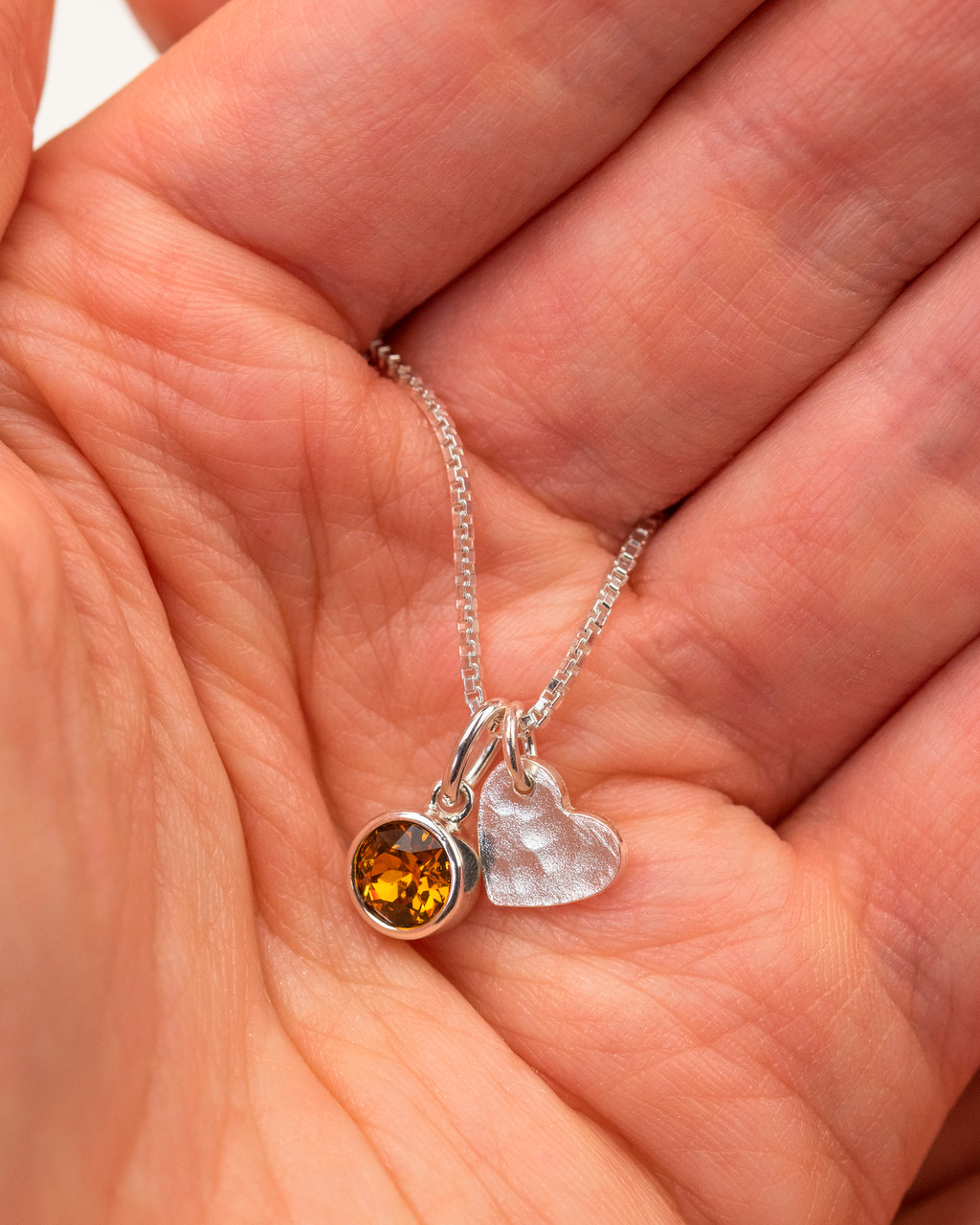 Sterling Silver Birthstone Heart Necklace Sterling Silver Birthstone Heart Necklace