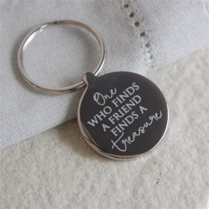 Personalised One Who Finds A Friend Stainless Steel Keyring Gift