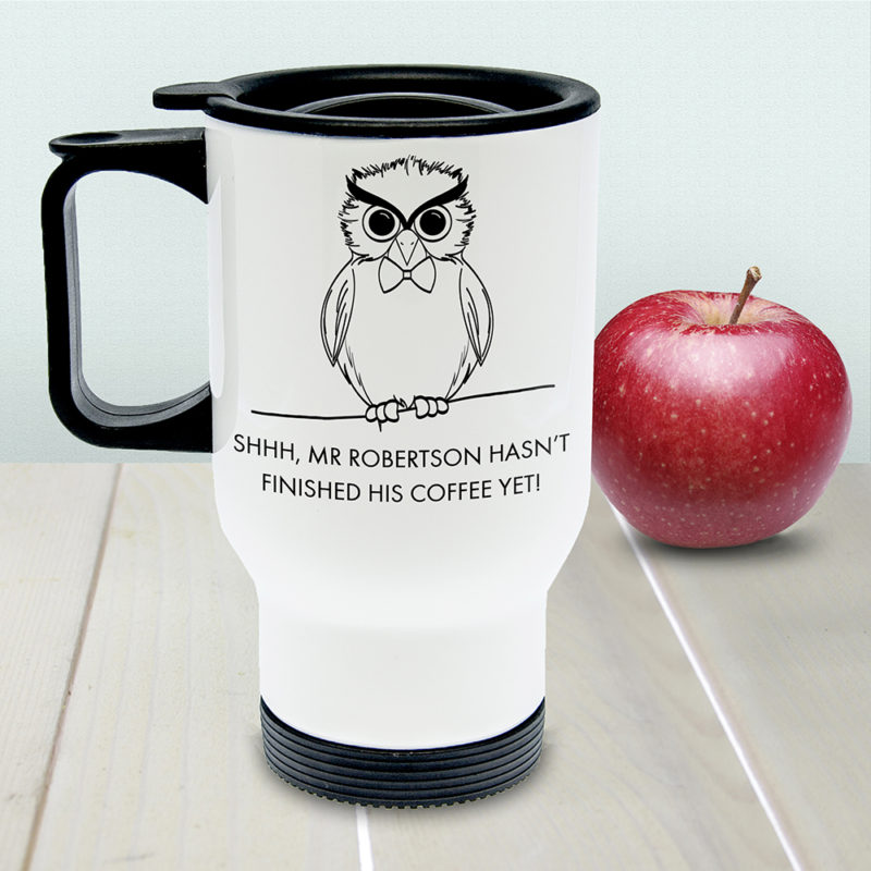 Personalised Teacher's Shhh Owl Travel Mug