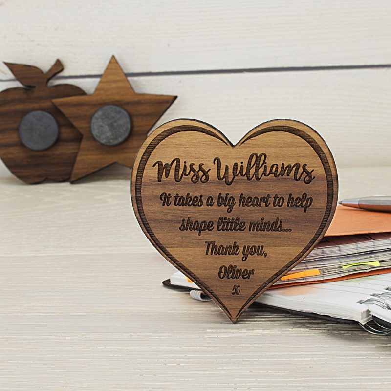 Personalised Teachers Big Heart Wooden Fridge Magnet