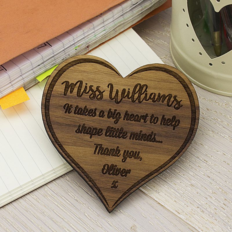 Personalised Teachers Big Heart Wooden Fridge Magnet