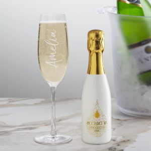 20cl White Academia Prosecco & Personalised Flute Gift Set