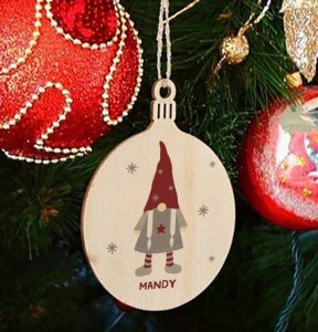 Personalised Christmas Gonk Wooden Bauble