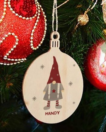 Personalised Christmas Gonk Wooden Bauble