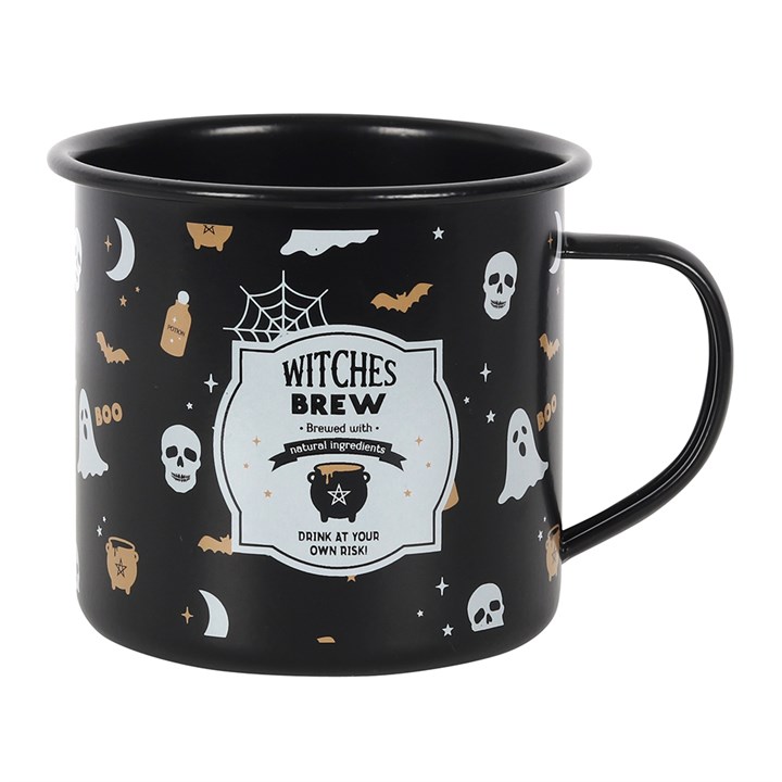 Witches Brew Black Enamel Mug