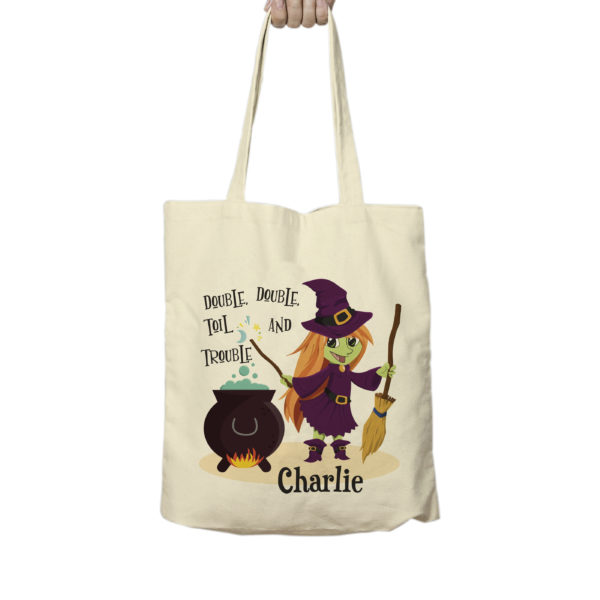 Personalised 'Toil & Trouble' Halloween Witch Tote Bag