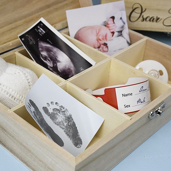 Personalised Baby Boys Wooden Keepsake Box