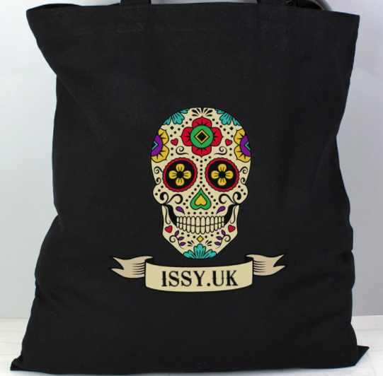 Personalised Day of the Dead Black Cotton Bag