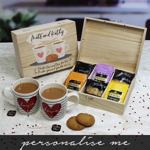Personalised Tea for Two Tea and Biscuits 6 Compartment Storage Box