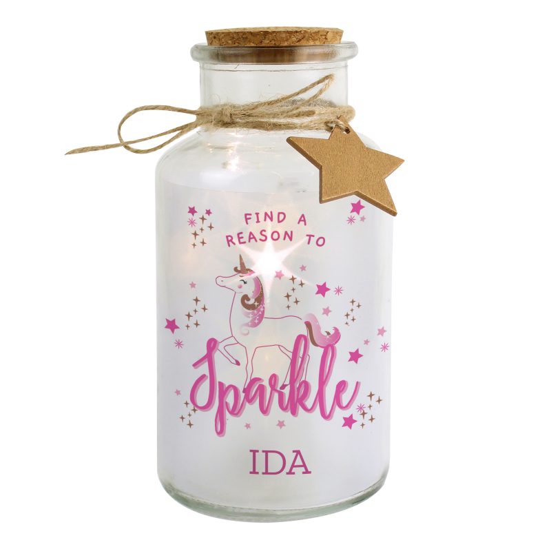 Personalised Sparkle Unicorn LED Glass Jar