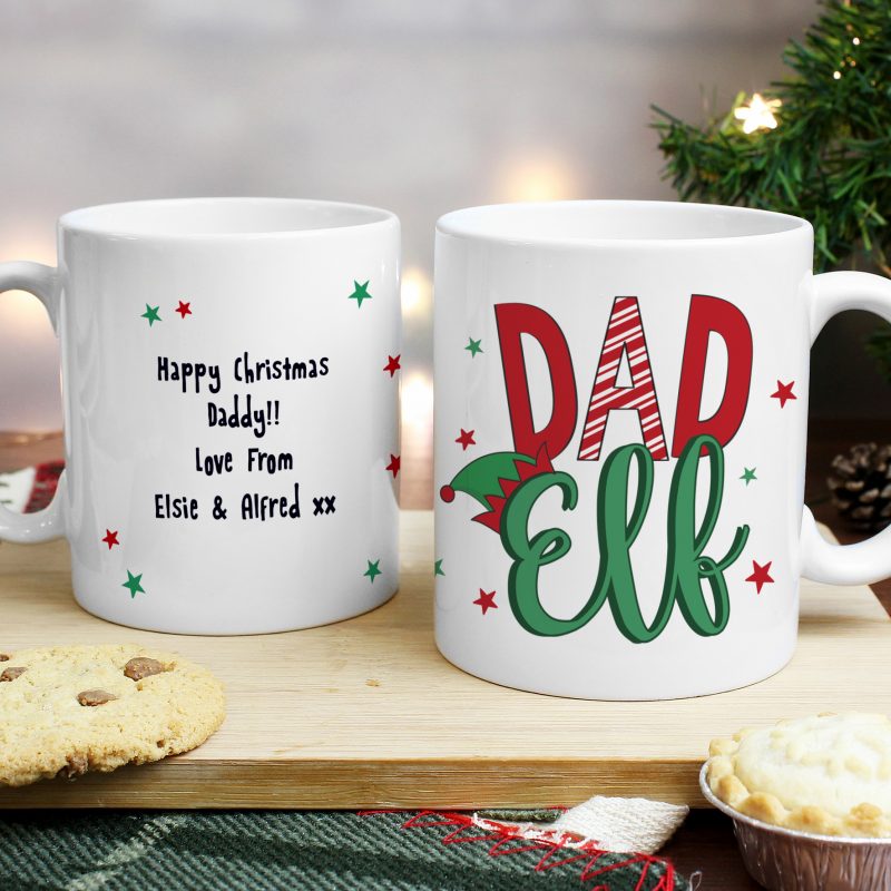 Personalised Dad Xmas Elf Mug