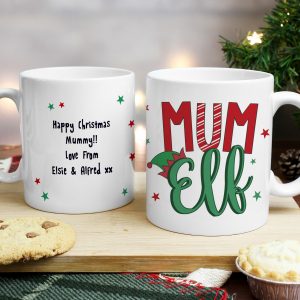 Personalised Mum Xmas Elf Mug