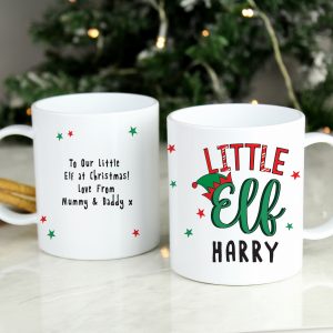 Personalised Little Xmas Elf Plastic Mug