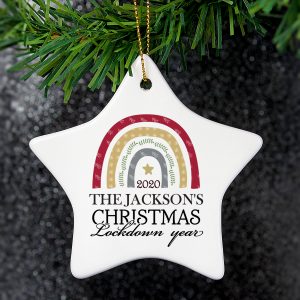 Personalised Christmas Rainbow Ceramic Star Tree Decoration