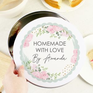 Personalised Pastel Rose Cake Tin