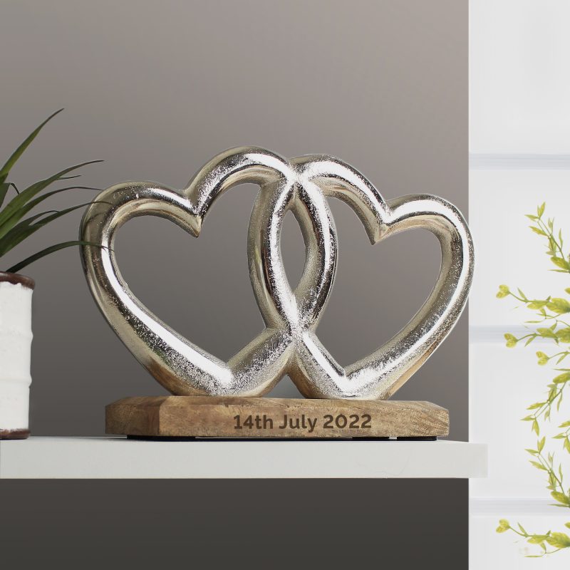 Personalised Double Metal Heart Ornament