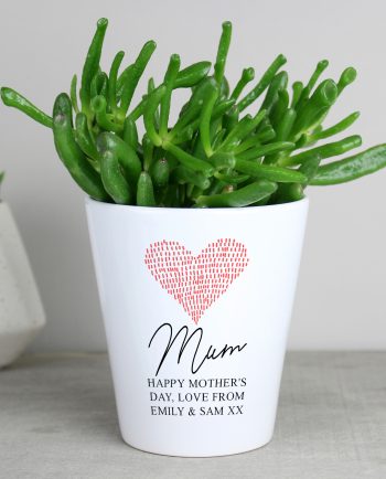Personalised Red Heart Ceramic Plant Pot