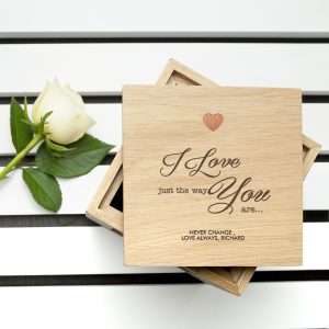 Personalised The Way You Are Oak Photo Cube Keepsake Box