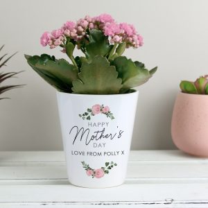 Personalised Mothers Day Rose Ceramic Plant Pot