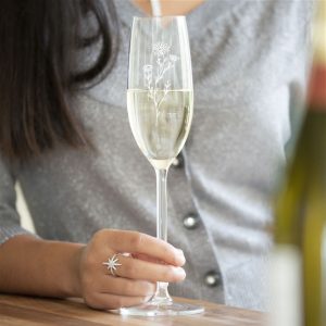 Personalised Birth Flower Crystal Champagne Glass